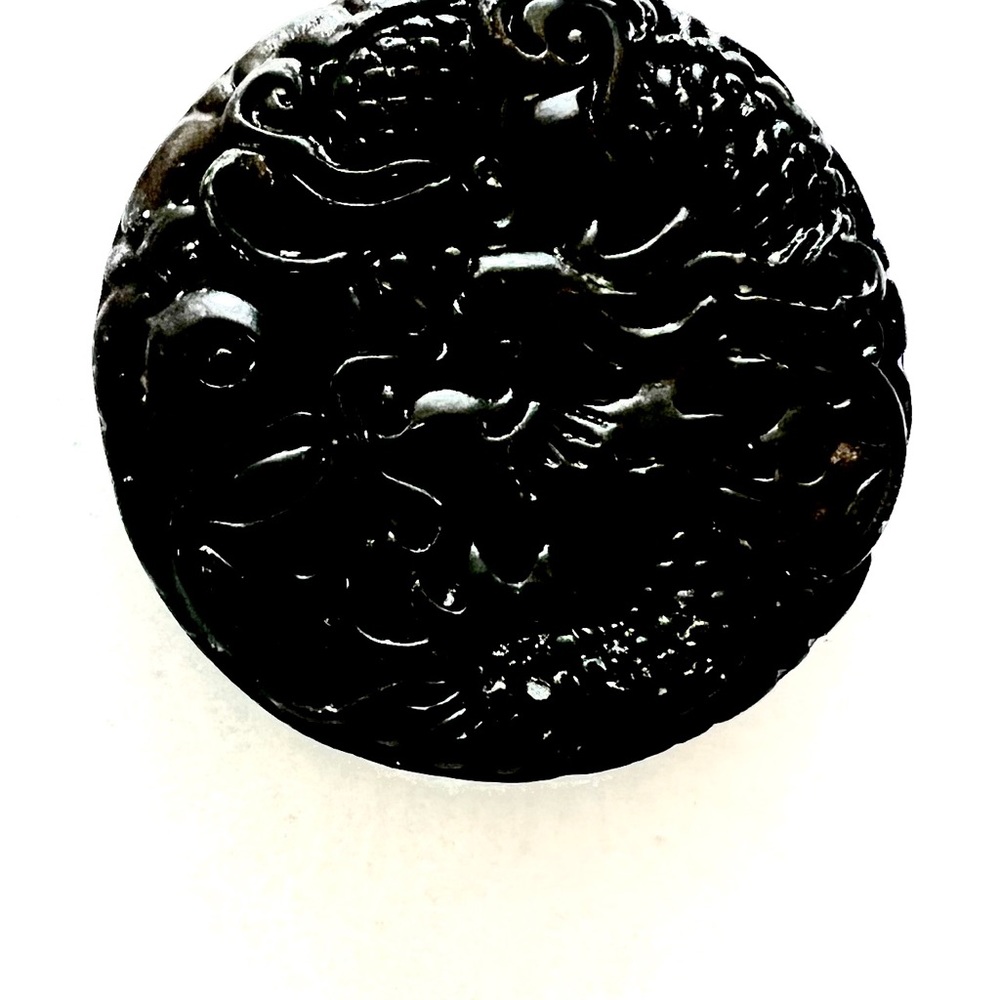 New black Chinese Dragons pendant.